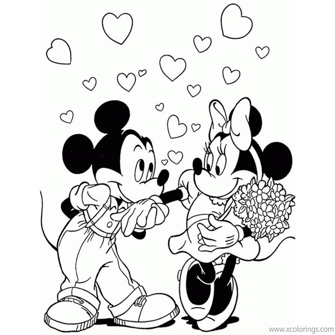 Free Disney Mickey Mouse Valentines Day Coloring Pages Kissing Hand printable