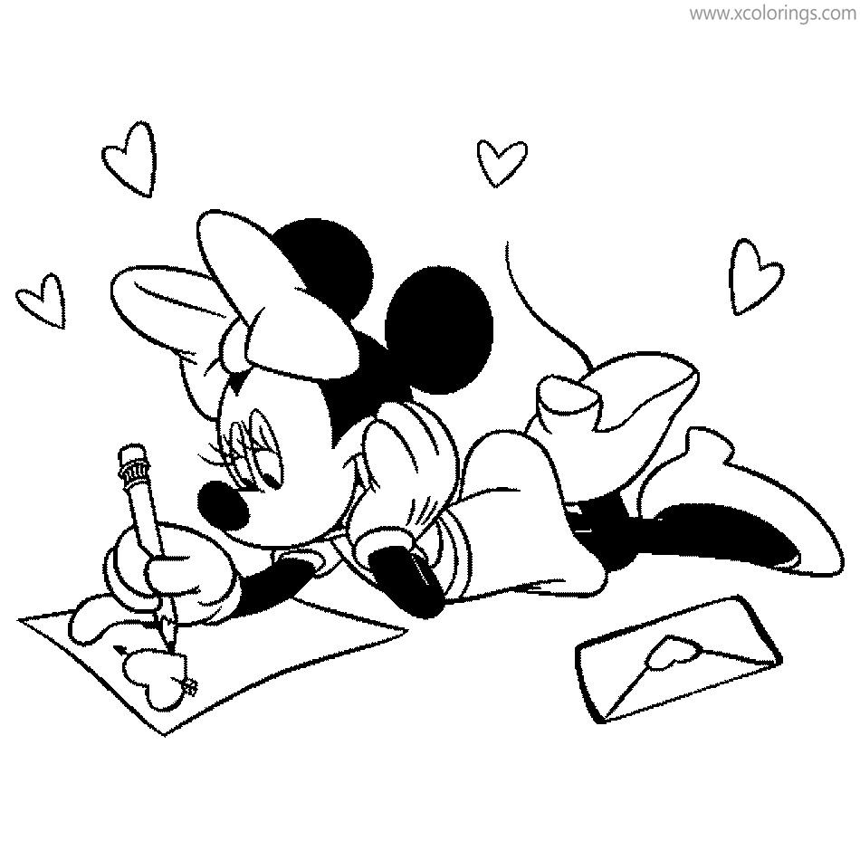 Free Disney Valentines Day Coloring Pages Minnie Mouse Drawing A Card printable