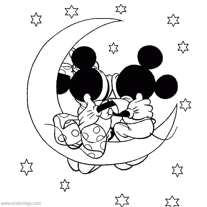 Free Disney Valentines Day Coloring Pages Moon and Stars printable