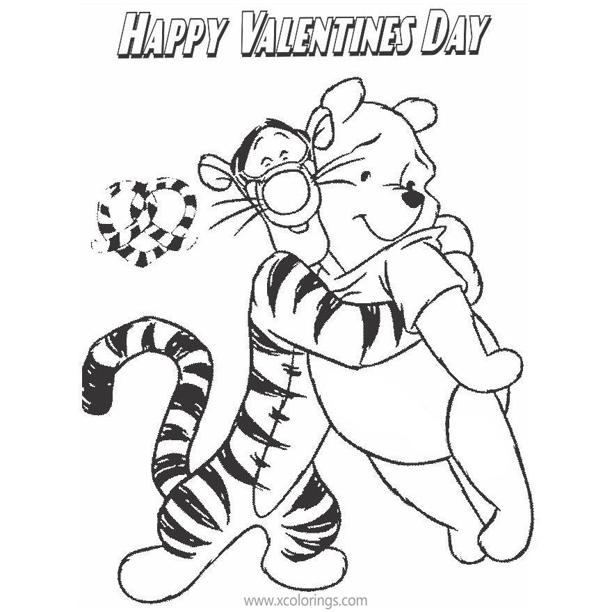 Free Disney Winnie the Pooh Happy Valentines Day Coloring Pages printable