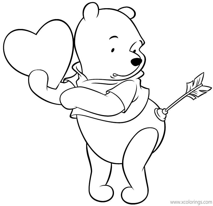 Free Disney Winnie the Pooh Valentines Coloring Pages printable