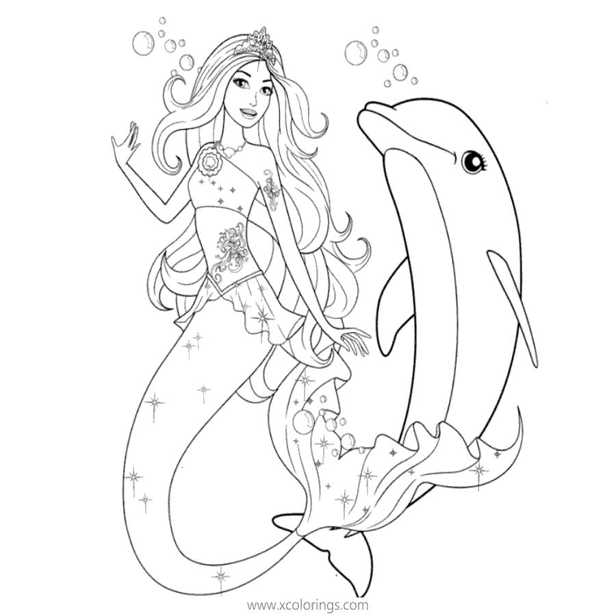 Free Dolphin Magic Barbie Mermaid Coloring Pages printable