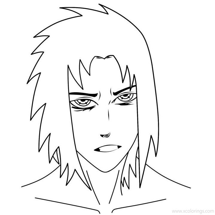 Free Face of Sasuke Coloring Pages printable