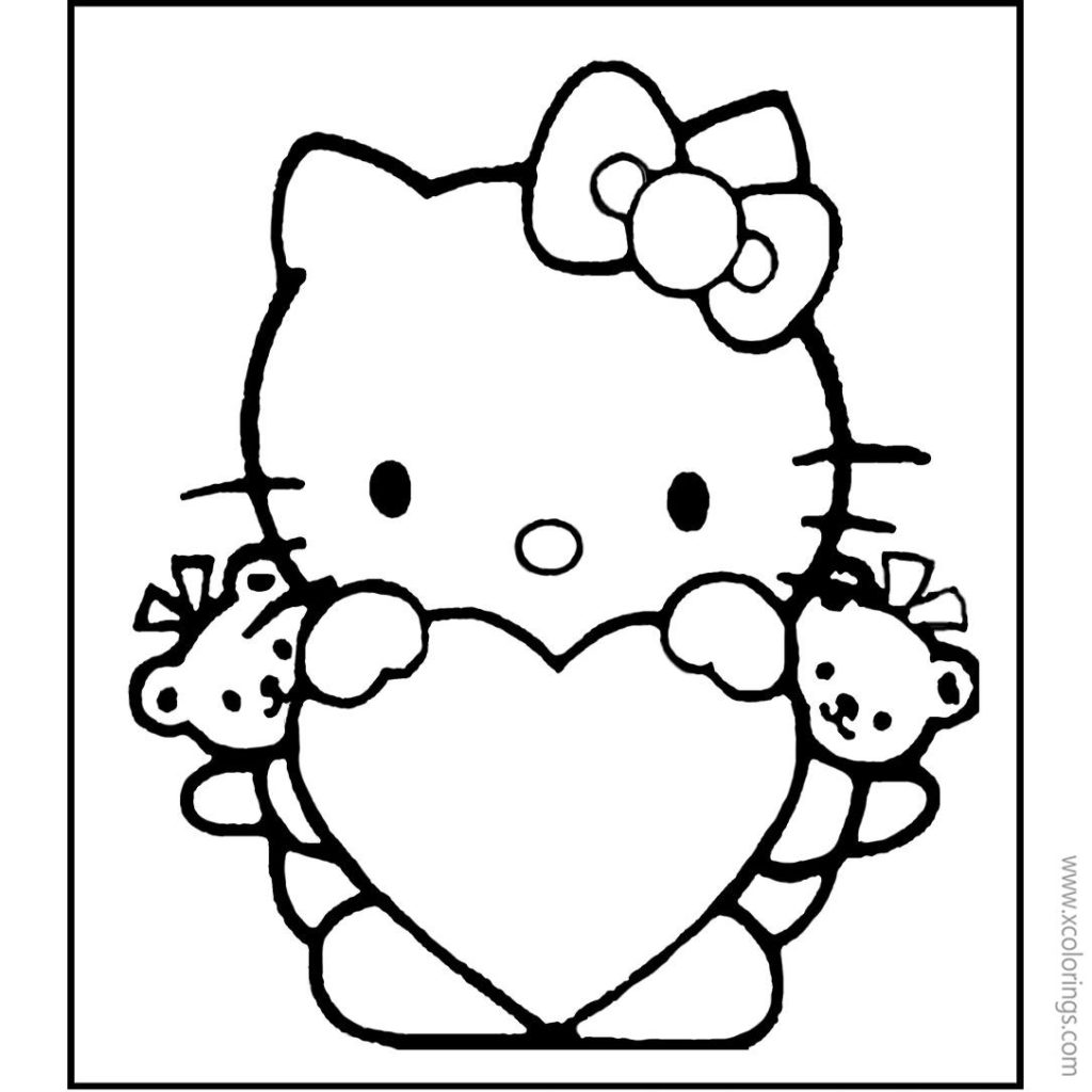 Butterfly Hello Kitty Valentines - Free Hello Kitty Valentines Day Coloring Pages 1024x1024 