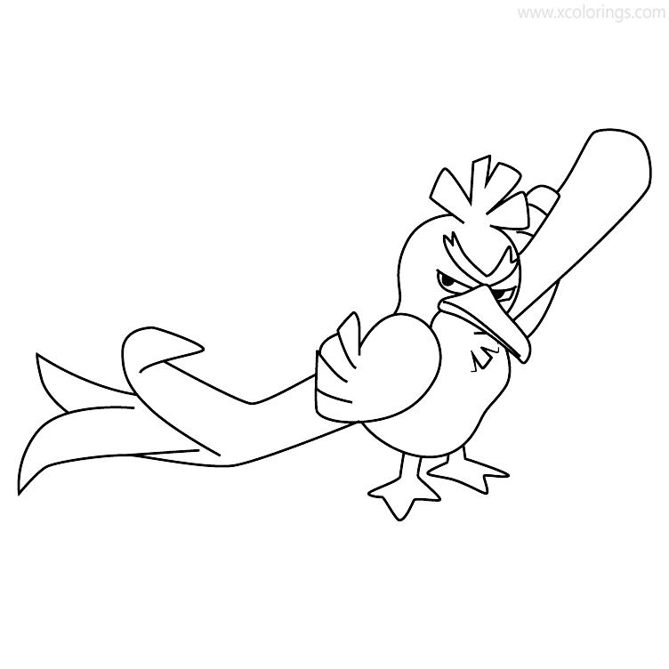 Free Galarian Farfetch'd Pokemon Coloring Pages printable