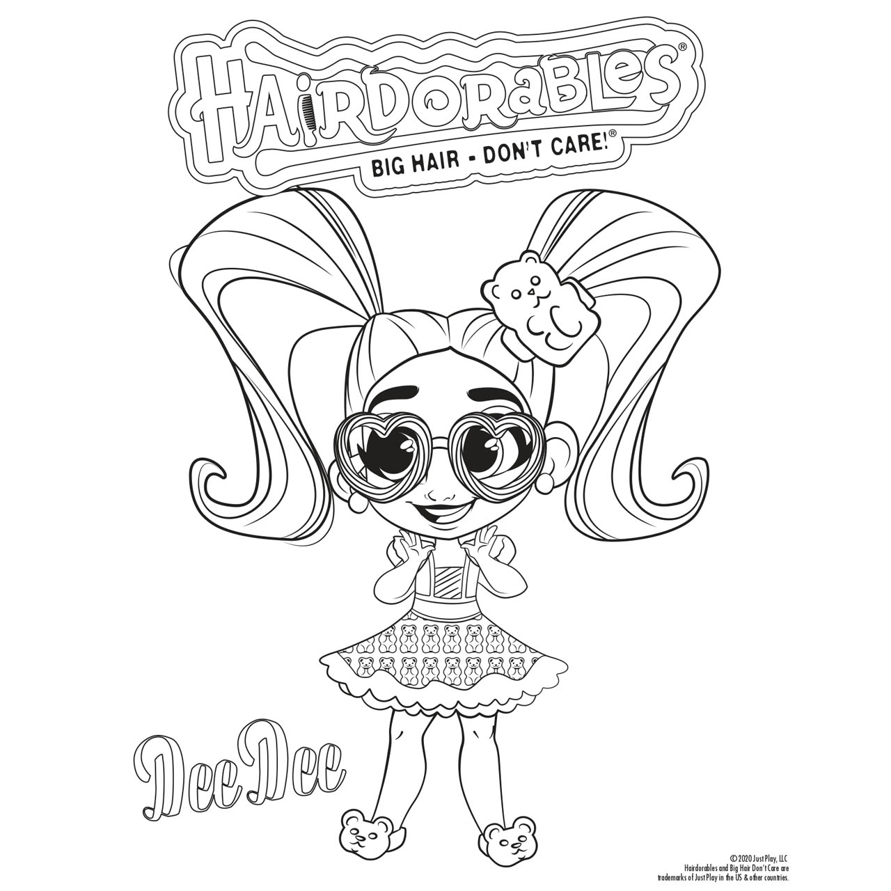 Free Hairdorables Coloring Pages Dee Dee with Glasses printable