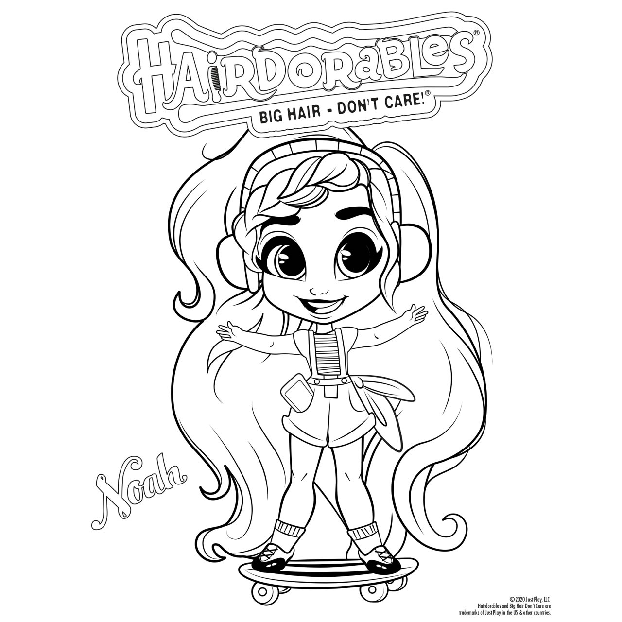Free Hairdorables Coloring Pages Noah On A Skateboard printable