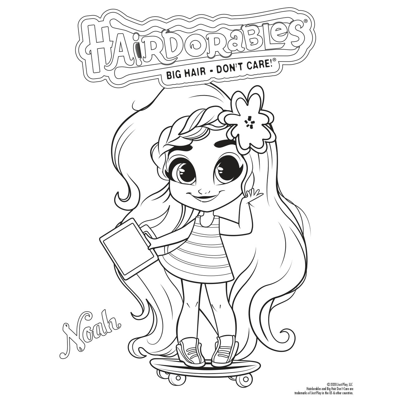Free Hairdorables Coloring Pages Noah Skateboarding printable