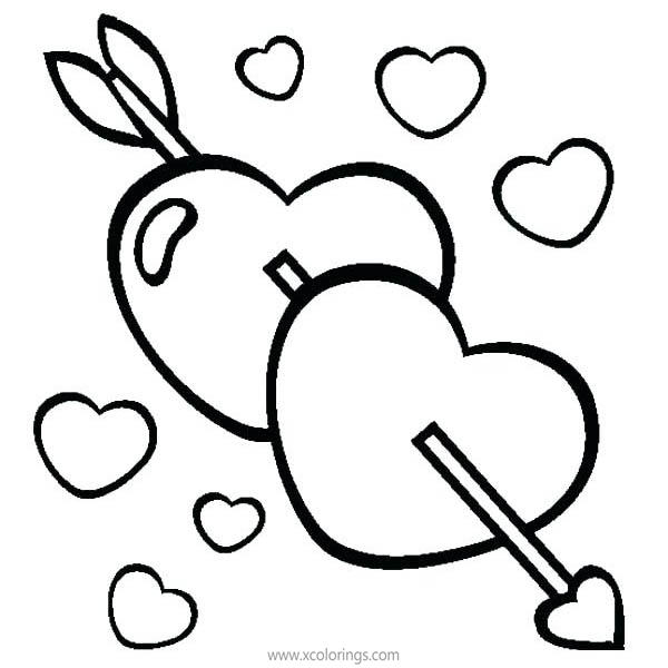 Free Hearts with Arrow for Valentines Day Coloring Pages printable