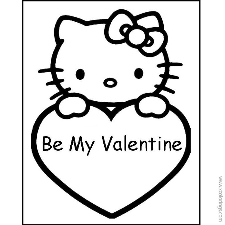 Hello Kitty Valentines Day Coloring Pages Black and White - XColorings.com