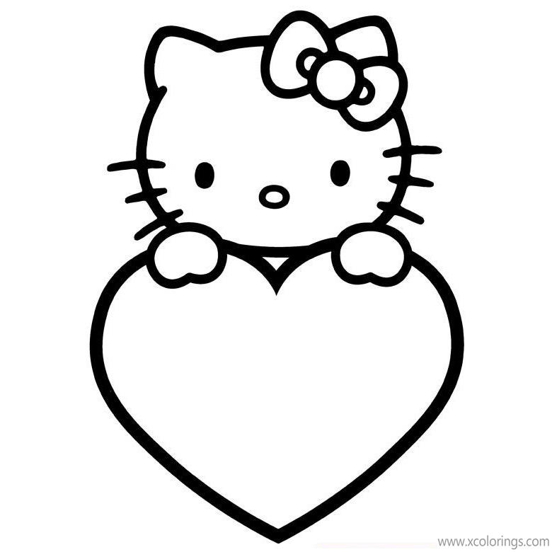 Free Hello Kitty Valentines Day Coloring Pages Blank Template printable