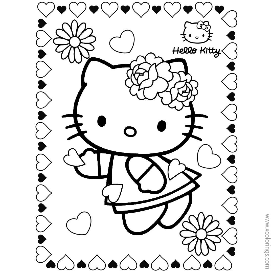 Free Hello Kitty Valentines Day Coloring Pages Craft Template printable