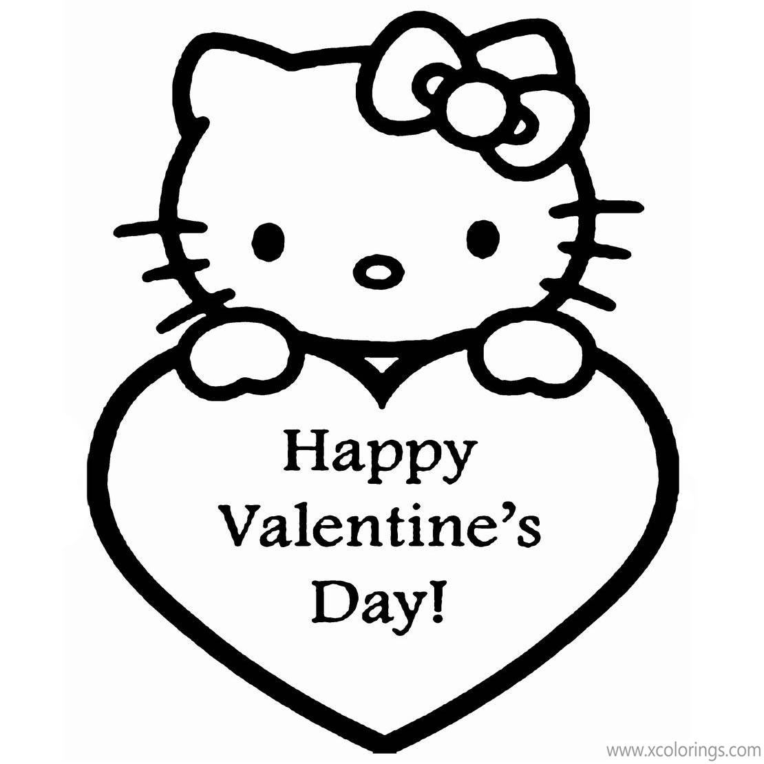Free Hello Kitty Valentines Day Coloring Pages Happy Valentine's Day printable