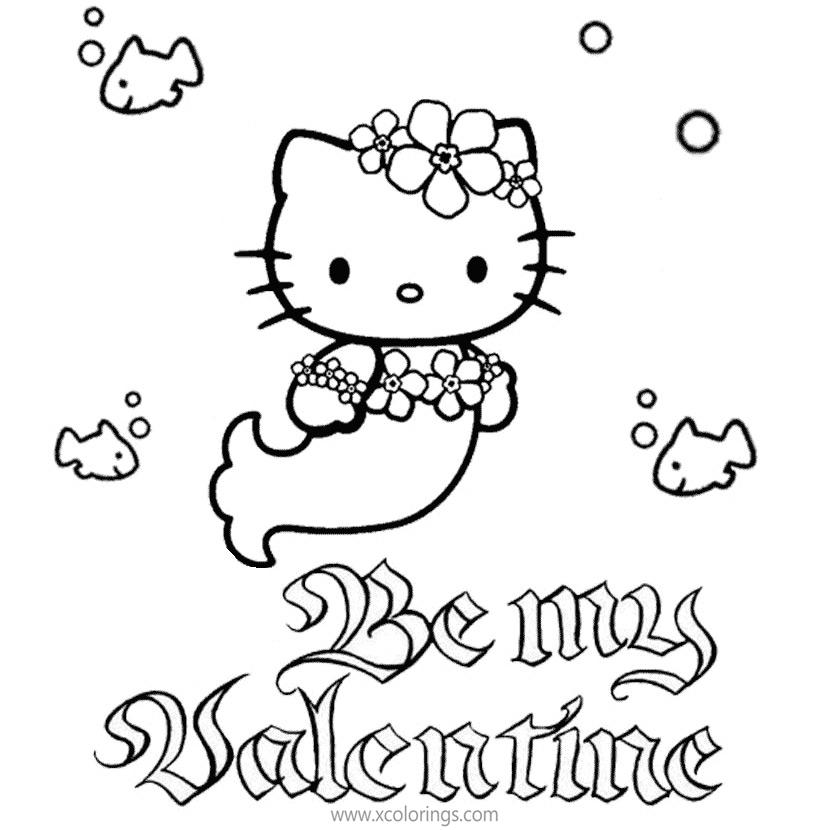 Free Hello Kitty Valentines Day Coloring Pages Mermaid printable