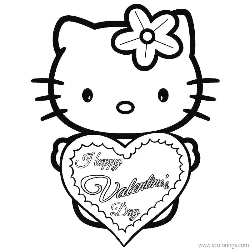 Free Hello Kitty Valentines Day Coloring Pages for Girls printable