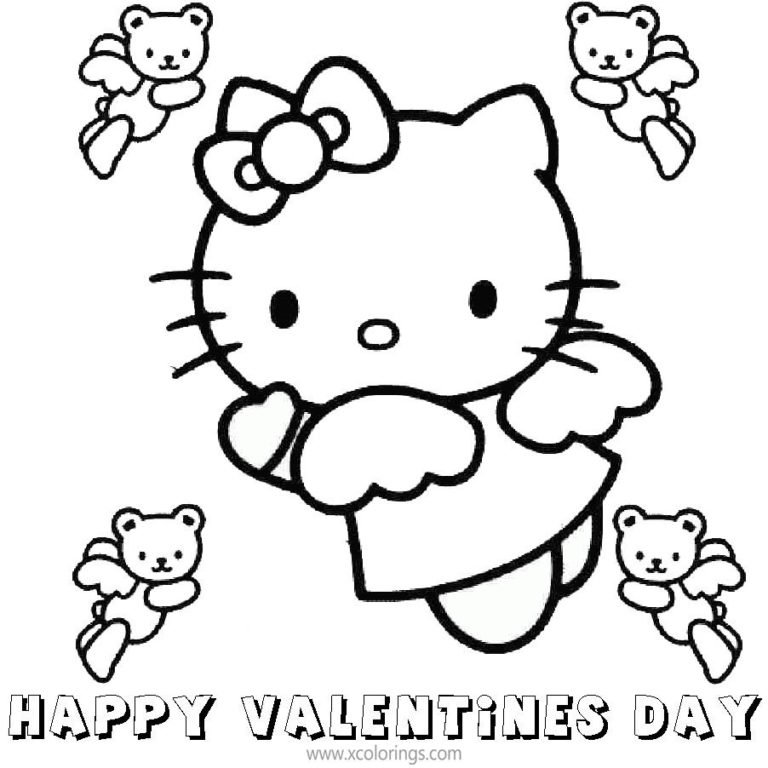 10 Adorable Valentine's Day Hello Kitty Coloring Pages for Kids and Adults