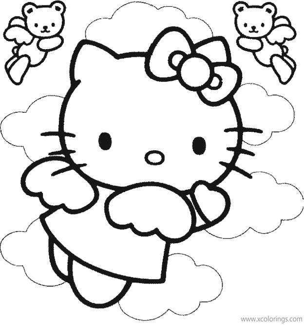 Free Hello Kitty Valentines Day Coloring Pages with Bears printable