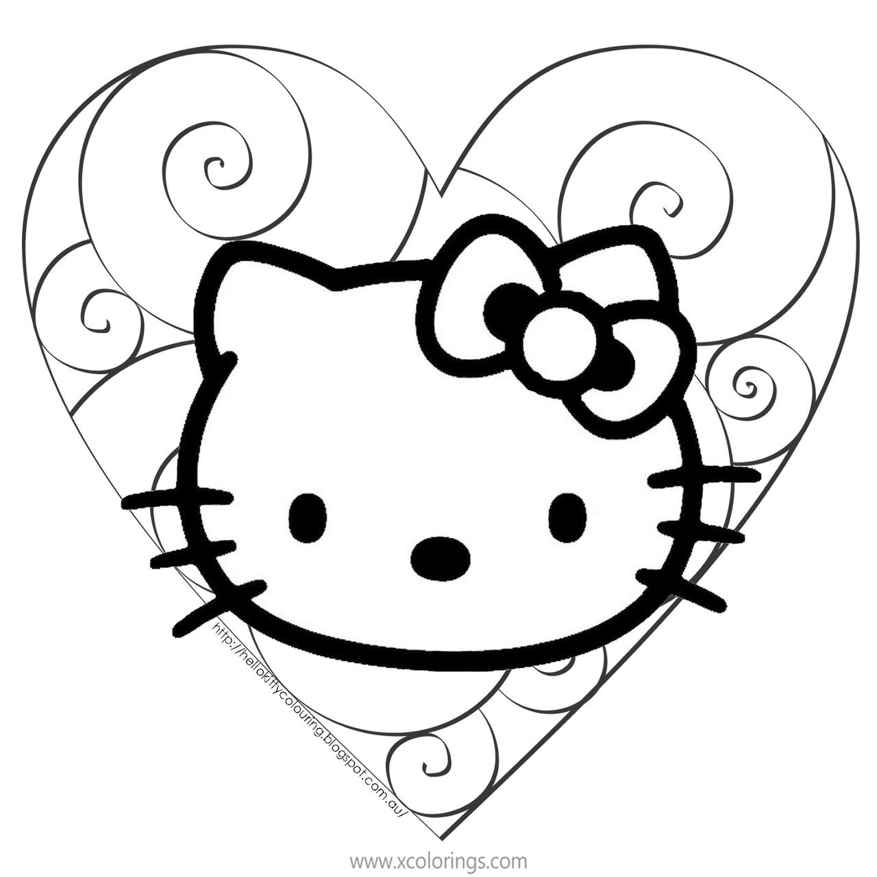 Free Hello Kitty Valentines Day Coloring Pages with Heart printable