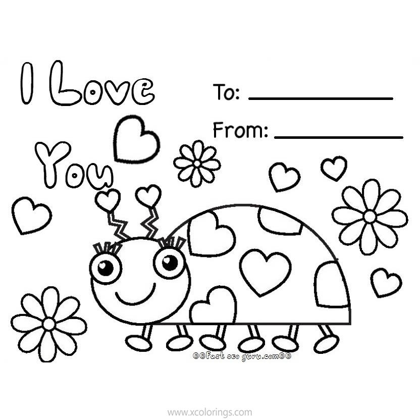 Free Ladybug Valentines Day Coloring Pages printable