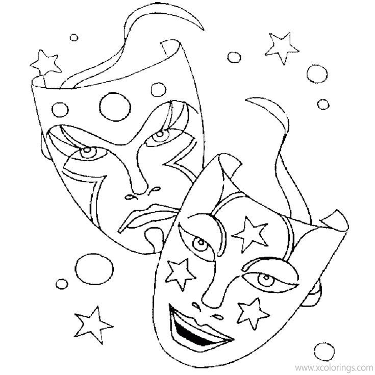 Free Mardi Gras Angry Mask Coloring Pages printable