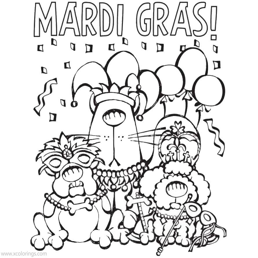 Free Mardi Gras Animals Coloring Pages printable