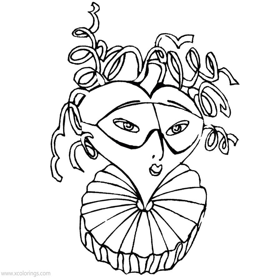 Free Mardi Gras Girl Mask Coloring Pages printable