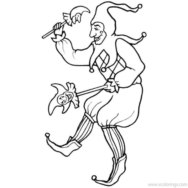 Mardi Gras Jester Coloring Pages For Kids - XColorings.com