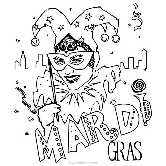 Free Mardi Gras Jester Coloring Pages printable
