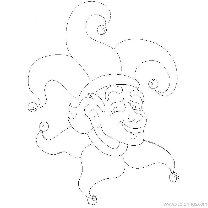 Free Mardi Gras Jester Outline Coloring Pages printable