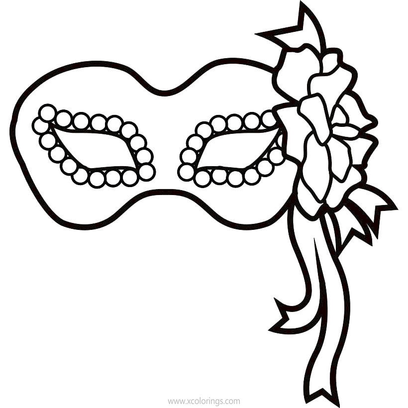 Free Mardi Gras Mask with Flower Coloring Pages printable