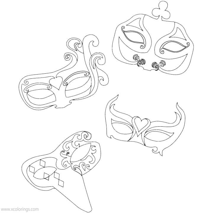 Free Mardi Gras Masks Coloring Pages for Kids printable