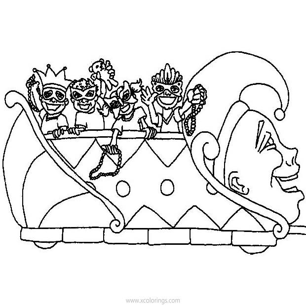 Free Mardi Gras Parade Coloring Pages Black and White printable