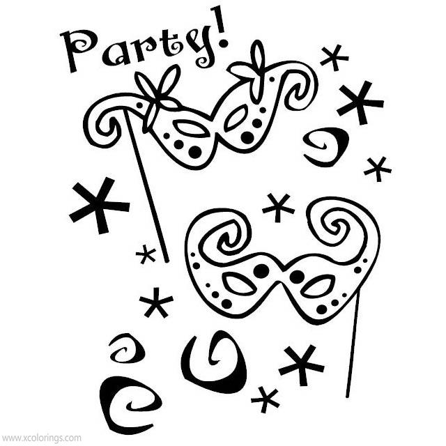 Free Mardi Gras Party Masks Coloring Pages printable