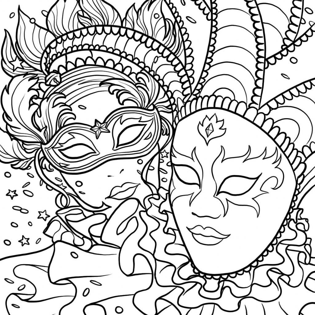 Free Masks for Mardi Gras Coloring Pages printable