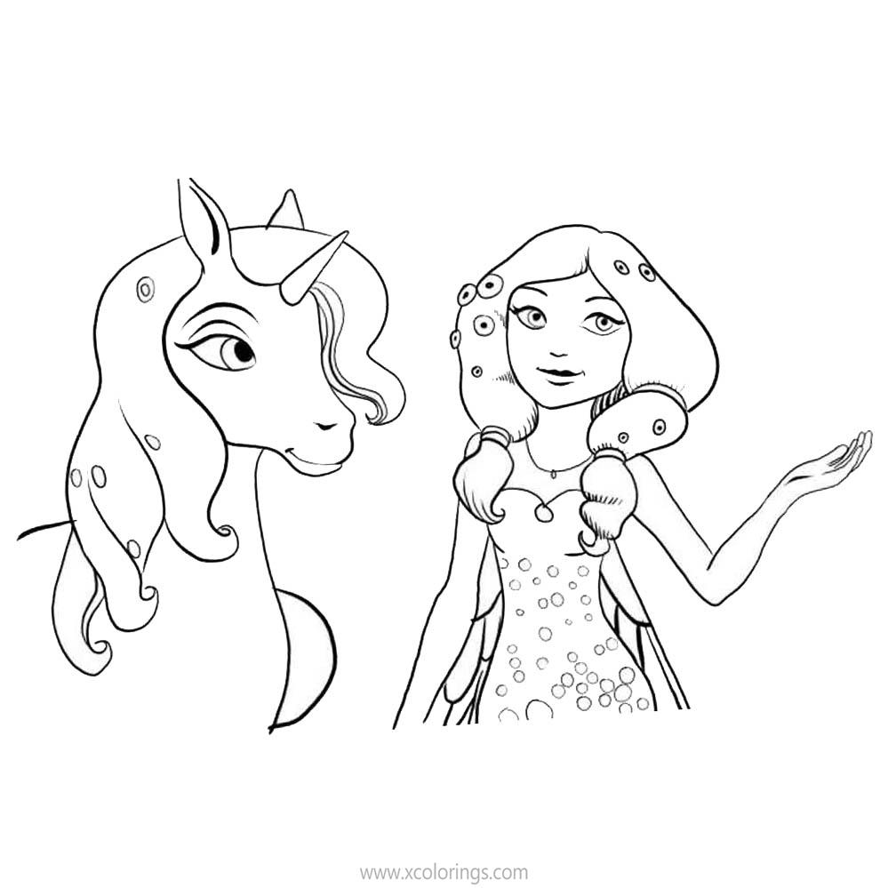 Free Mia And Me Coloring Pages Elf and Unicorn printable