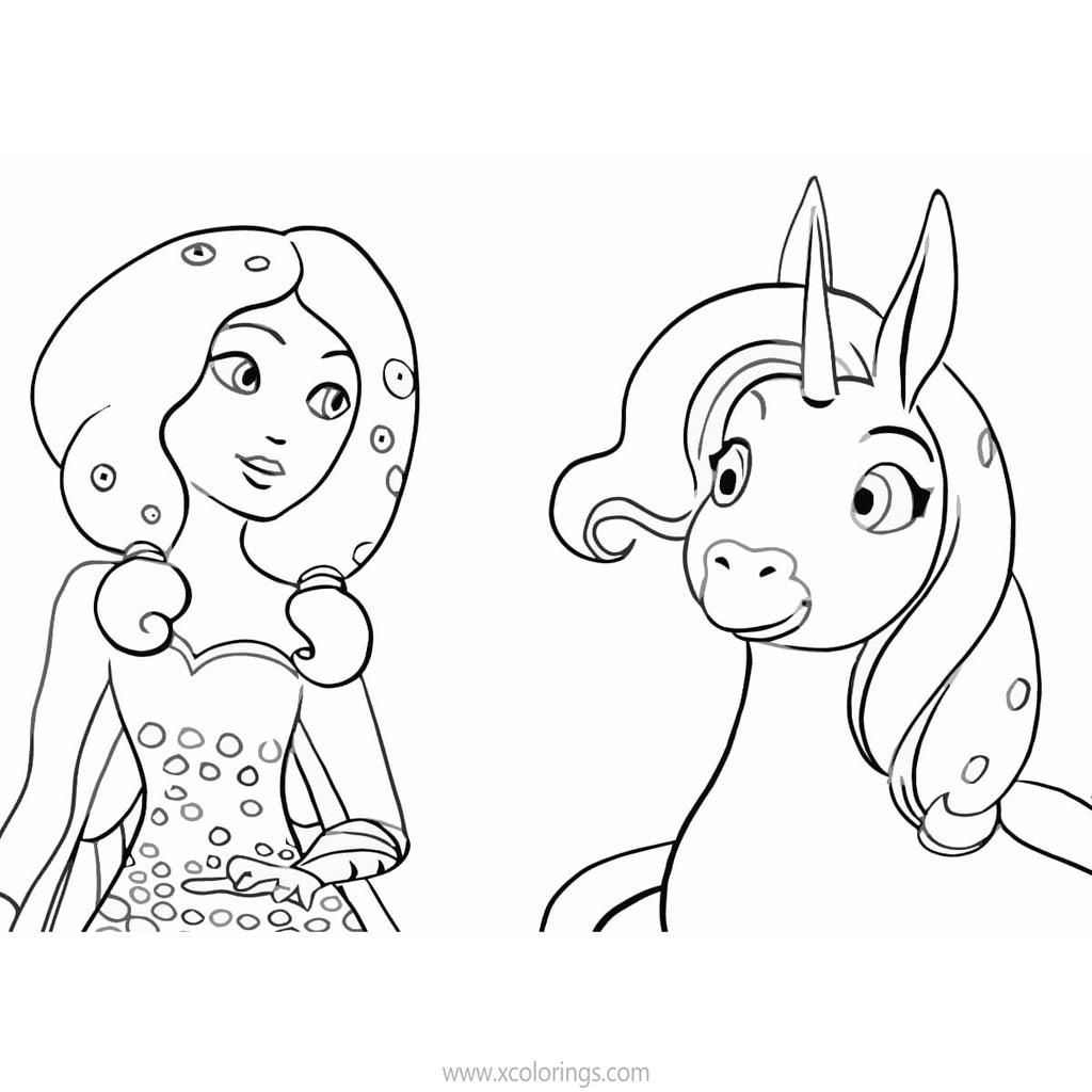 Free Mia And Me Coloring Pages Fairy and Unicorn are Friends printable