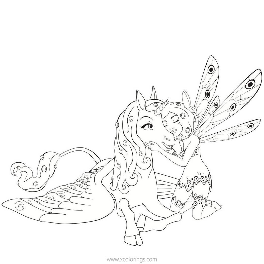 Free Mia And Me Coloring Pages Mia and Unicorn Onchao printable