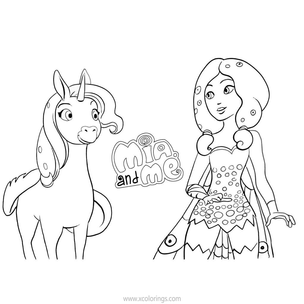 Free Mia And Me Coloring Pages Unicorn Onchao and Mia printable