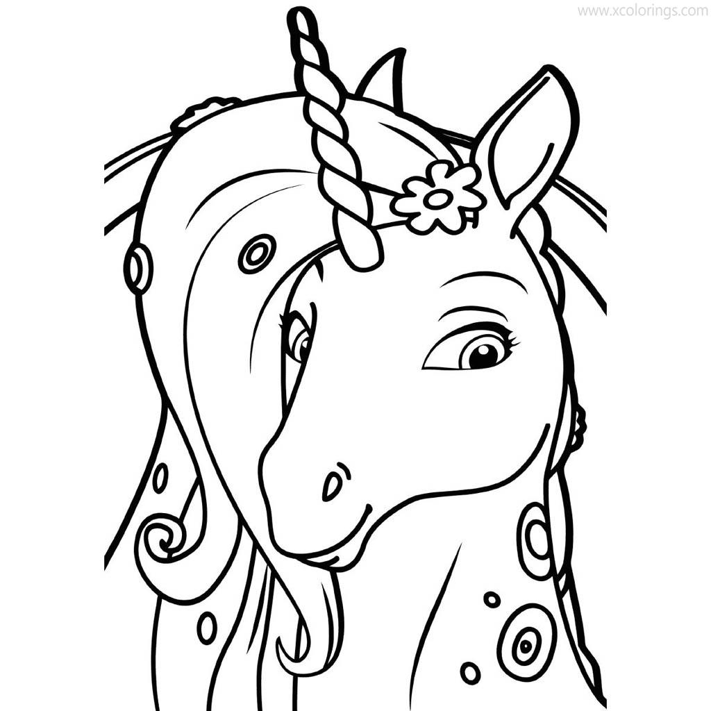 Free Mia And Me Coloring Pages Unicorn Portrait printable