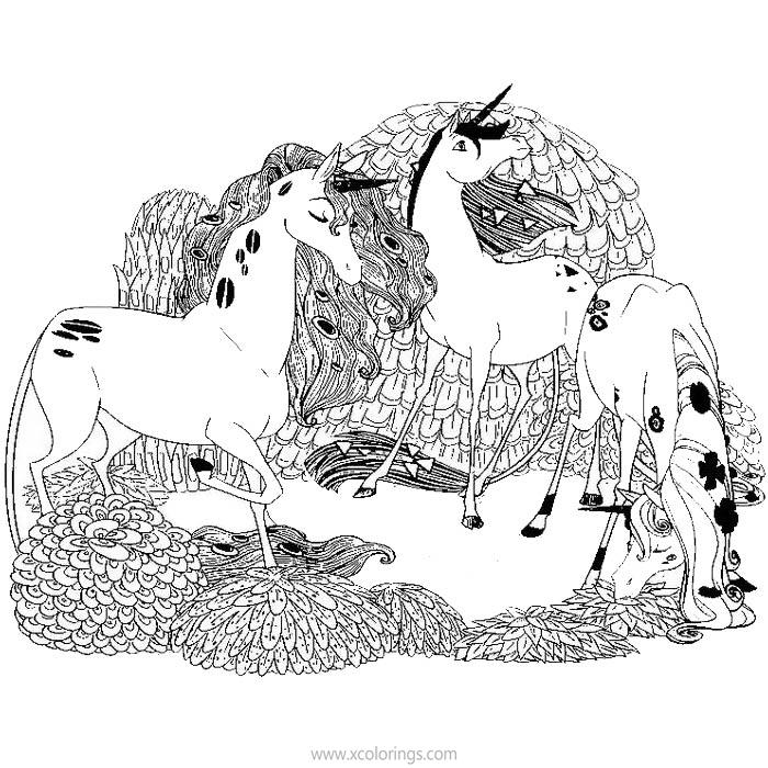 Free Mia And Me Coloring Pages Unicorns Black and White printable