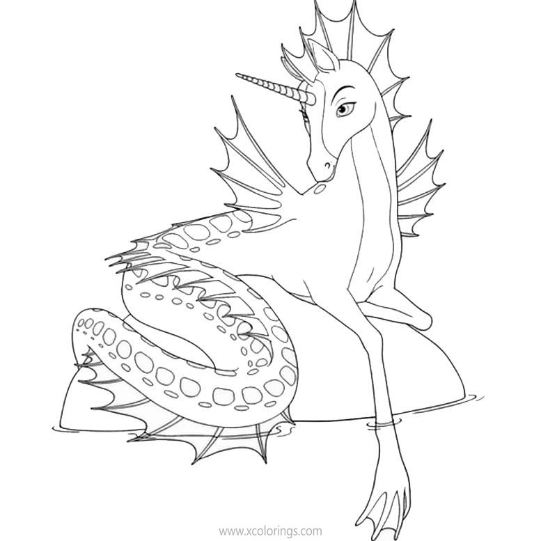 Free Mia And Me Coloring Pages Water Unicorn printable