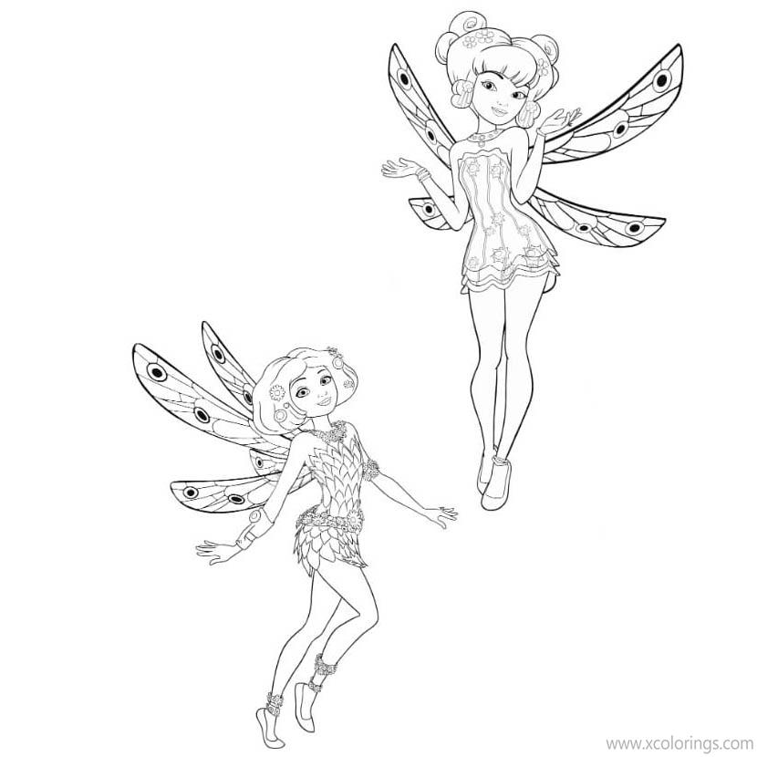 Free Mia And Me Coloring Pages Yuko and Mia Flying printable