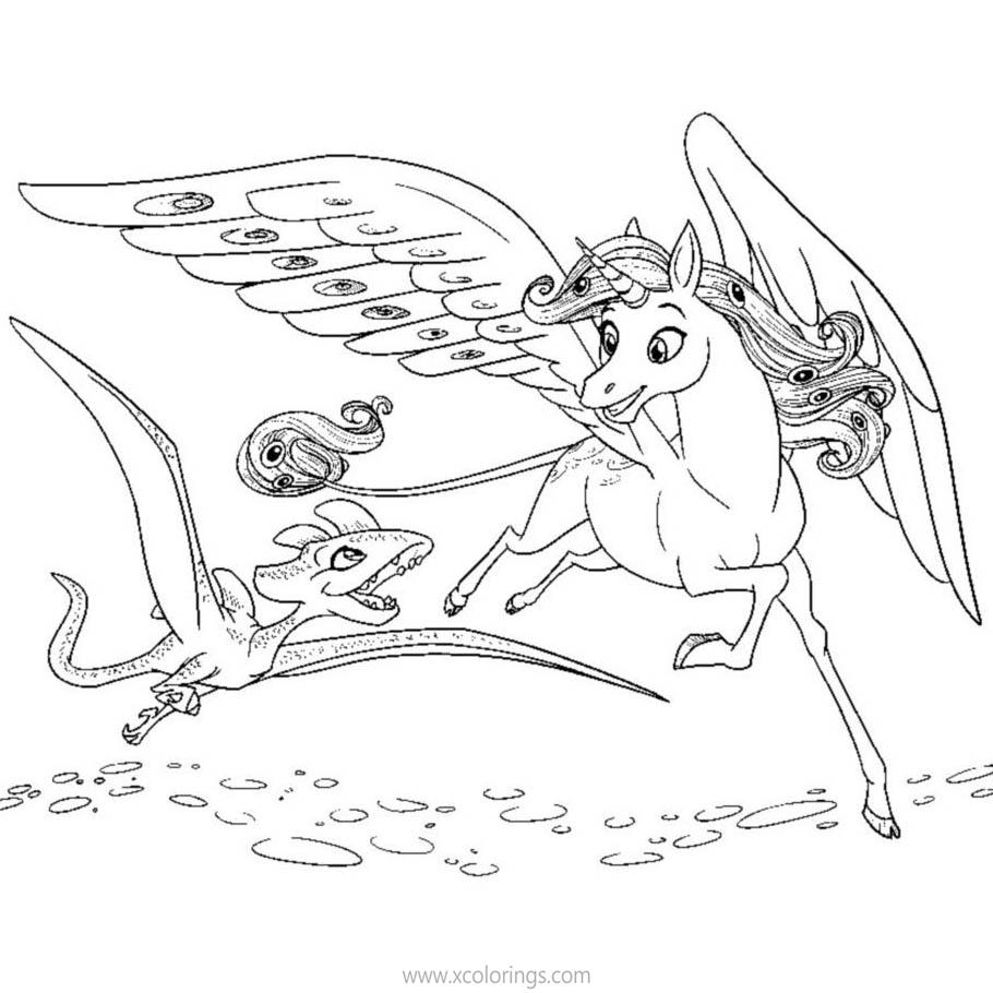 Free Mia And Me Unicorn and Dragon Coloring Pages printable