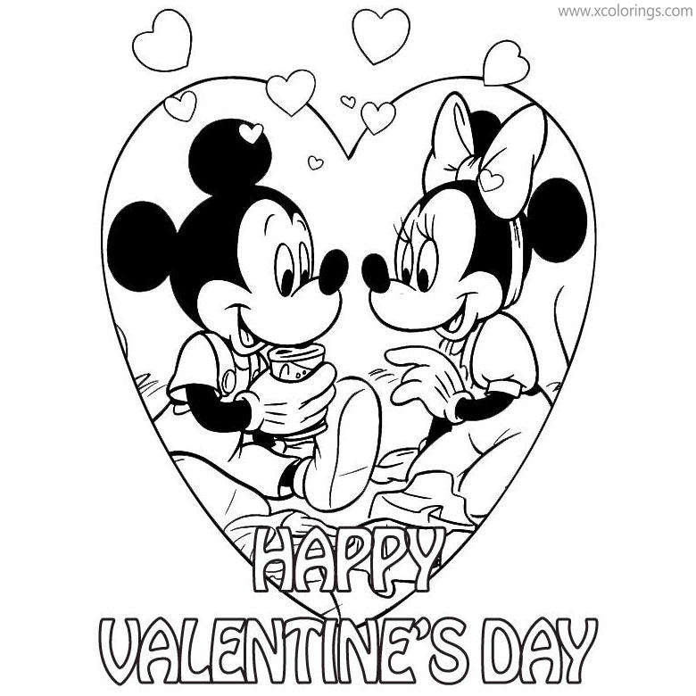 Free Mickey Mouse Valentines Coloring Pages printable