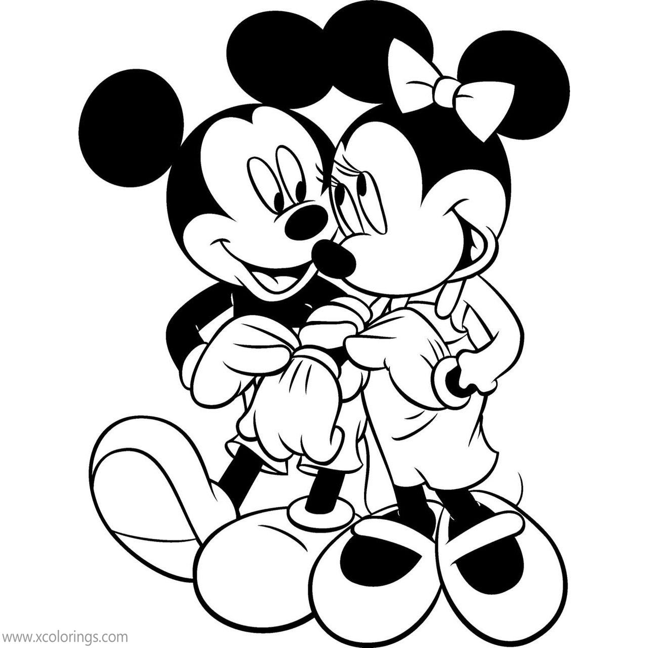 Free Mickey Mouse and Minnie Mouse Valentines Day Coloring Pages printable