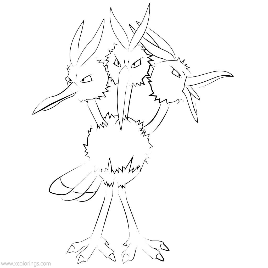 Free Pokemon Dodrio Coloring Pages printable