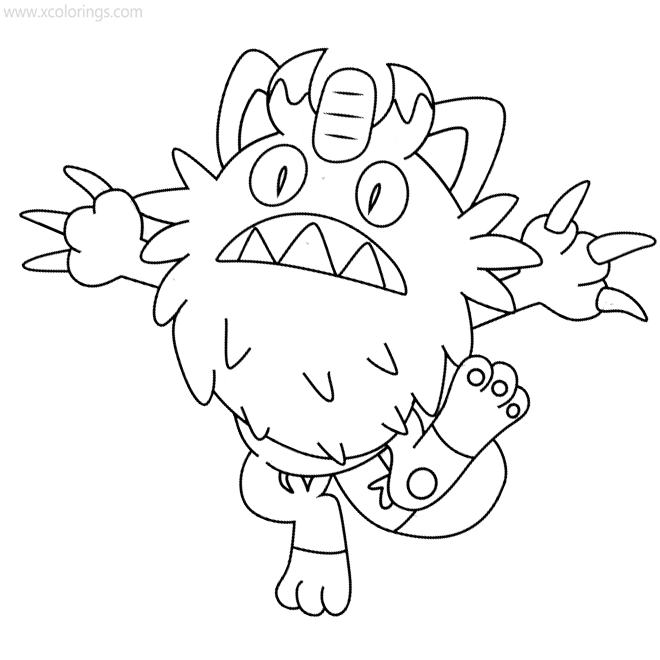 Free Pokemon Galarian Meowth Coloring Pages printable