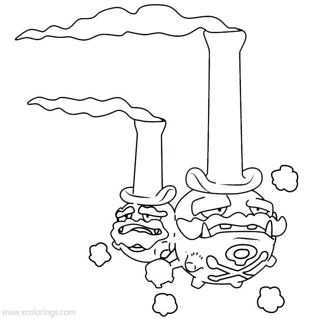 Pokemon Galarian Weezing Coloring Pages - XColorings.com