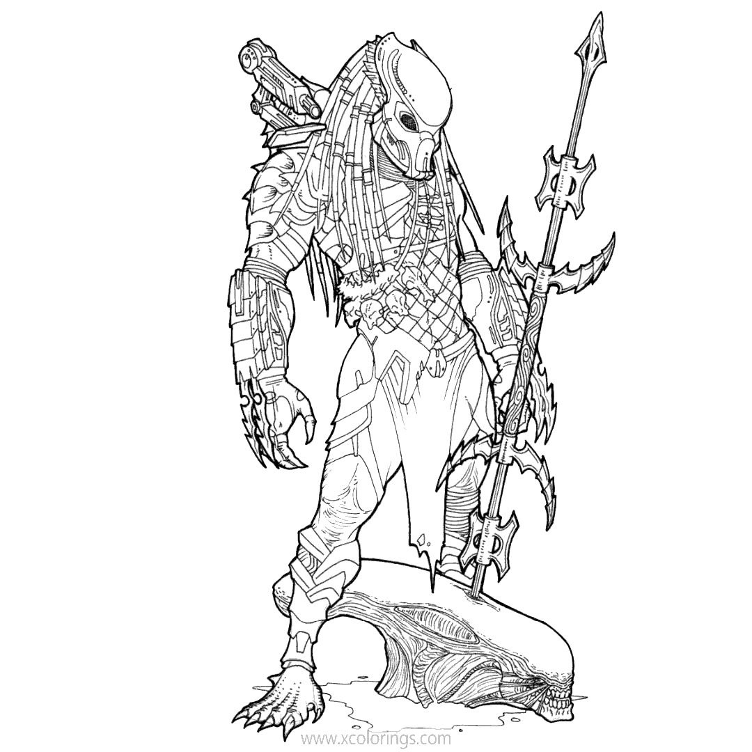 Free Predator Coloring Pages Alien was Killed printable