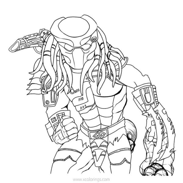 Predator Alien Coloring Pages Linear - XColorings.com
